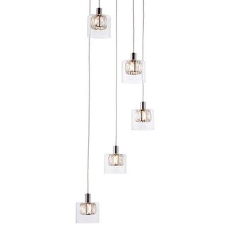 Loops Multi Light Ceiling Pendant 5 Bulb Chrome & Crystal Chandelier Height Drop Lamp