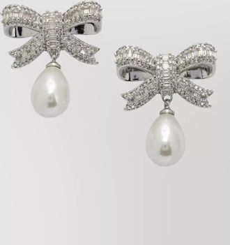 Self Portrait bow drop earrings pearls crystals design