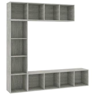 Berkfield Home 3 Piece Book/TV Cabinet Set Concrete Grey 180x30x180 cm | Size: 180 x 30 x 180 cm
