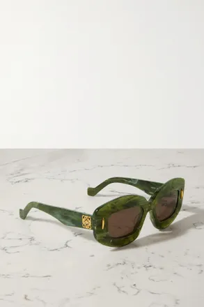 Loewe Occhiali Da Sole In Acetato Marmorizzato Con Montatura Quadrata Screen - Verde