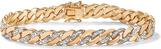 Palm Beach Jewelry Mens Diamond Accent Curb-Link Bracelet Yellow Gold-Plated 9.5