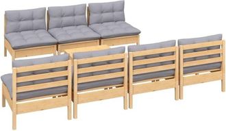 vidaXL Vidaxl - Juego De Muebles De Jard&iacute;n 8 Pzas Y Cojines Madera Pino Gris