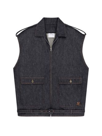 Courr&egrave;ges Blue Solid Shirt Collar Jacket