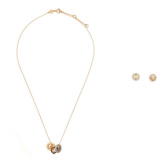 Tory Burch Tory Burch, Necklaces, female, Yellow, Size: ONE SIZE Icon Pav&eacute; Necklace and Earring Set