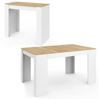IDMarket Consolle Allungabile Orlando 6 Posti 140 Cm Legno Bianco E Faggio Impiallacciato