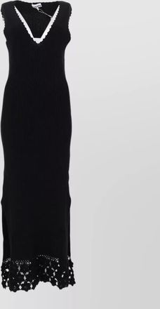 Ganni ribbed knit v-neck sleeveless maxi dress