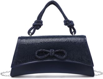 Generic Womens Diamante Evening Clutch Bag with Bow Detail - Sparkly Top Handle Party Handbag with Detachable Chain - Elegant Rhinestone Purse for Wedding, Pr