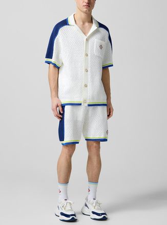 Casablanca Mens Striped trim crocheted knit short