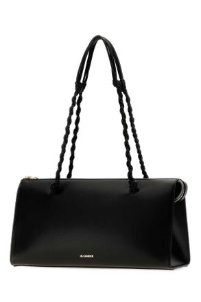 Jil Sander Womens Black Leather Tangle Tent Shoulder Bag 001 Borse A Mano