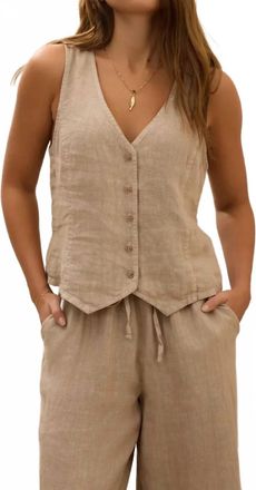 La Made Bay Woven Vest In Sandstone