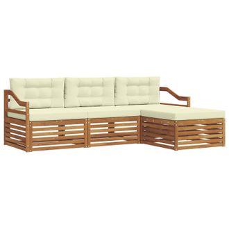 vidaXL Conjunto De Sof&aacute;s De Exterior Con Coj&iacute;n Natural Y Crema Vidaxl