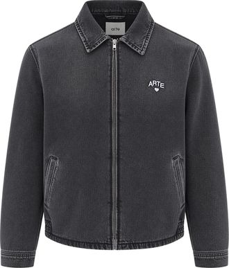 Arte Washed Black Washed Cotton Denim Jacket