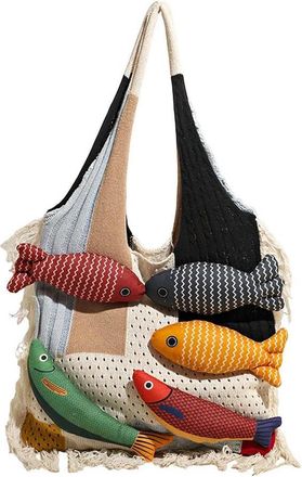Generic NYSDM Interesting Woven Bag In Summer Contrast Color Shoulder Bags Lightweight Large Capacity Female Bags Casual Totes