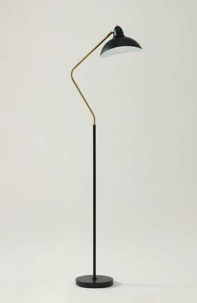 Brightech Swoop 69 Industrial Adjustable LED Floor Lamp with Metal Bowl Shade and Gold Accent in Classic Black at Nordstrom