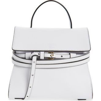 Moschino Small Tie Me Leather Top Handle Bag in White at Nordstrom