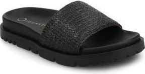 Journee Collection Starr Woven Platform Slide Sandal in Black at Nordstrom Rack, Size 7.5