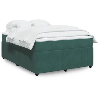 vidaXL Vidaxl - Cama Box Spring Con Colch&oacute;n Terciopelo Verde Oscuro 160x200 Cm