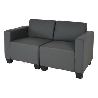 Hhg Hhg - Sof&aacute; Modular 2 Plazas Lyon, Polipiel, Gris Oscuro