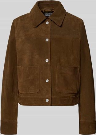 Jake*s Casual Regular Fit Jacke in Leder-Optik in Dunkelbraun, Gr&ouml;&szlig;e 34