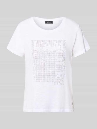 Monari T-Shirt mit Ziersteinbesatz und Rundhalsausschnitt in Offwhite, Gr&ouml;&szlig;e 34
