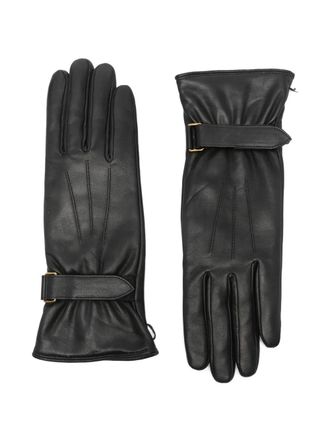 Isabel Marant buckle logo-debossed gloves - Black