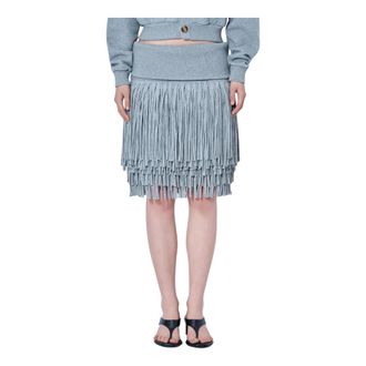 Abra Short Skirts, female, Gray, Size: M Fringe Knit Skirt