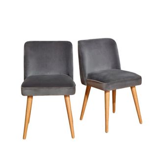 Robin des Bois Juego de 2 sillas de madera certificada fsc@ y terciopelo. Gris loup