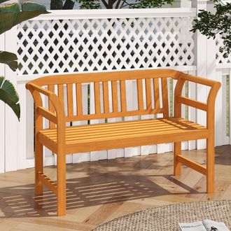 Costway Costway Outdoor Bench Acacia Wood 2-Person Patio Loveseat w/Backrest &Armrests in Natural