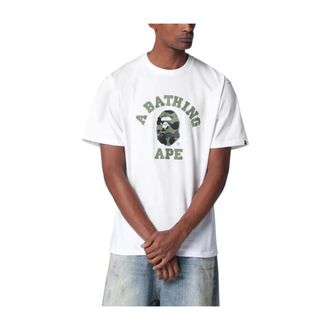 A Bathing Ape T-Shirts, male, White, Size: 2XL 1st Camo College Tee