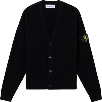 Stone Island V-Neck Cotton Ribbed Cardigan