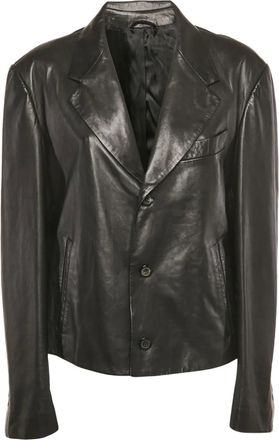 Ferragamo Giacca monopetto in pelle - Nero