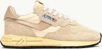 Autry REELWIND LOW SNEAKERS IN ECRU AND WHITE PEPPER NYLON AND SUEDE