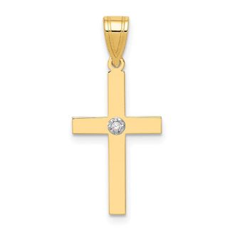 Diamond2Deal 14k Yellow Gold Polished.01 carat Diamond Cross Pendant