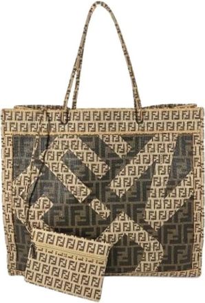 Fendi Pre-owned Tote Bags, female, Beige, Size: ONE SIZE Pre-owned Zucca Tote Bag