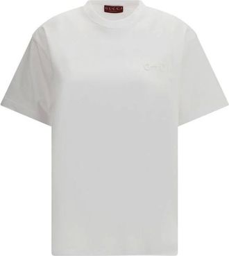 Gucci T-Shirts, female, White, Size: M Breathable Cotton T-Shirt