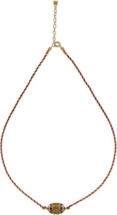 Doroth&eacute;e Sausset Santa Clara Ketting Blauw Wit Emaille - Dames - Kettingen - Geel - ONE Size - Leer - Accessoires