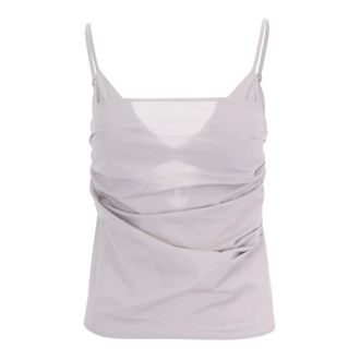 Patrizia Pepe Patrizia Pepe, Sleeveless Tops, female, Gray, Size: L Draped Front Top