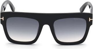 Tom Ford Renee 52mm Gradient Flat Top Square Glasses in Shiny Black /Gradient Smoke at Nordstrom Rack