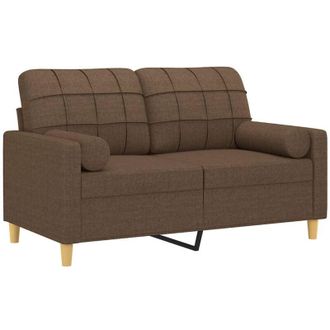 vidaXL Sof&aacute; De 2 Plazas Con Cojines Tela Marr&oacute;n 120 Cm Vidaxl