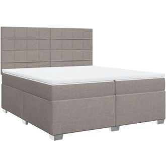 vidaXL Cama Box Spring Con Colch&oacute;n Tela Gris Taupe 200x200 Cm Vidaxl