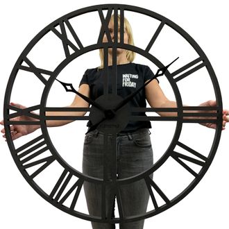 OEM Reloj De Pared Loft Grande, Negro, De 80 Cm
