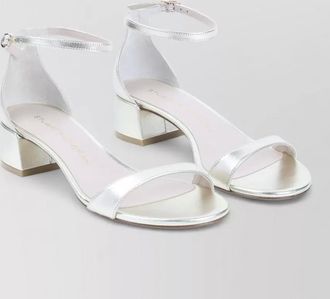 Stuart Weitzman nudist block 35 leather heel sandals
