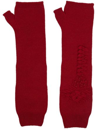 Barrie cashmere fingerless mittens - Red