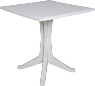 Dmora Tavolo da esterno Agostini, Ripiano quadrato fisso, Tavolino da giardino multiuso, 100% Made in Italy, 70x70h72 cm, Bianco