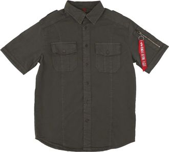 Alpha Industries Short Sleeve Shirts - Heren - Korte mouwen Overhemden - Grijs - XL - Overhemden