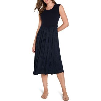 Nic+Zoe Kira Mixed Media Dress in Dark Indigo at Nordstrom, Size Xx-Large