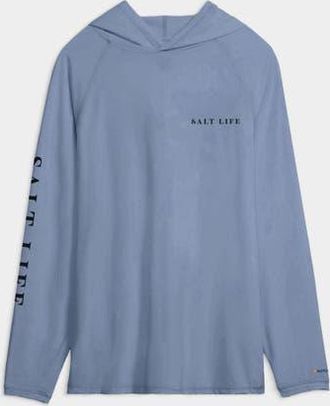 Salt Life Jaws of Steel 2.0 Performance Hoodie in Harbor Blue Heather at Nordstrom, Size Xx-Large