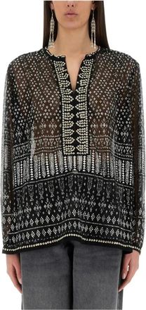 Isabel Marant Versierde Transparante Blouse - Dames - Blouses - Zwart - XS - Overhemden