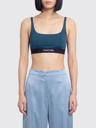 Tom Ford Cropped Modal Bralette Top with Contrast Logo Band
