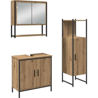 vidaXL Juego De Muebles De Ba&ntilde;o 3 Pcs Marr&oacute;n Madera Contrachapada Vidaxl